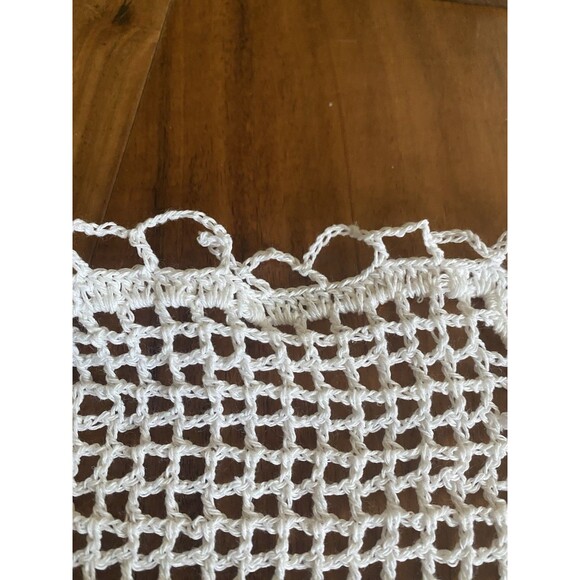 Vintage Handmade Crochet White Swag Valance Curtain Butterflies 2 Panels - Picture 5 of 7